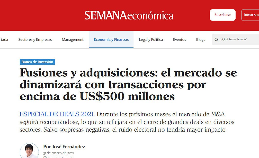 Fusiones y adquisiciones: el mercado se dinamizar con transacciones por encima de US$500 millones